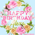 Beautiful Birthday Flowers Card for Alexa with Animated Butterflies