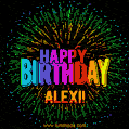 New Bursting with Colors Happy Birthday Alexi GIF and Video with Music