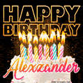 Alexzander - Animated Happy Birthday Cake GIF for WhatsApp