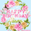Beautiful Birthday Flowers Card for Aliana with Animated Butterflies