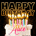 Alice - Animated Happy Birthday Cake GIF Image for WhatsApp