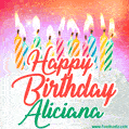 Happy Birthday GIF for Aliciana with Birthday Cake and Lit Candles