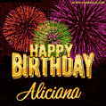 Wishing You A Happy Birthday, Aliciana! Best fireworks GIF animated greeting card.