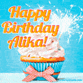 Happy Birthday, Alika! Elegant cupcake with a sparkler.