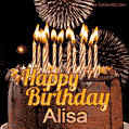 Chocolate Happy Birthday Cake for Alisa (GIF)