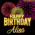 Wishing You A Happy Birthday, Alisa! Best fireworks GIF animated greeting card.
