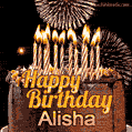 Chocolate Happy Birthday Cake for Alisha (GIF)