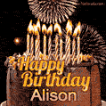 Chocolate Happy Birthday Cake for Alison (GIF)