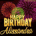 Wishing You A Happy Birthday, Alissandra! Best fireworks GIF animated greeting card.