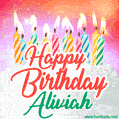 Happy Birthday GIF for Aliviah with Birthday Cake and Lit Candles