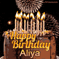 Chocolate Happy Birthday Cake for Aliya (GIF)