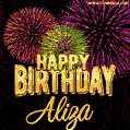 Wishing You A Happy Birthday, Aliza! Best fireworks GIF animated greeting card.