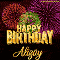 Wishing You A Happy Birthday, Alizay! Best fireworks GIF animated greeting card.