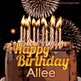 Chocolate Happy Birthday Cake for Allee (GIF)