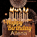 Chocolate Happy Birthday Cake for Allena (GIF)