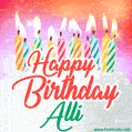 Happy Birthday GIF for Alli with Birthday Cake and Lit Candles