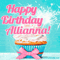 Happy Birthday Allianna! Elegang Sparkling Cupcake GIF Image.