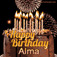 Chocolate Happy Birthday Cake for Alma (GIF)