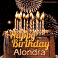 Chocolate Happy Birthday Cake for Alondra (GIF)