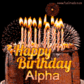 Chocolate Happy Birthday Cake for Alpha (GIF)