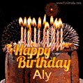 Chocolate Happy Birthday Cake for Aly (GIF)