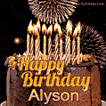 Chocolate Happy Birthday Cake for Alyson (GIF)