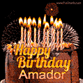 Chocolate Happy Birthday Cake for Amador (GIF)