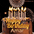 Chocolate Happy Birthday Cake for Amar (GIF)