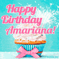 Happy Birthday Amariana! Elegang Sparkling Cupcake GIF Image.
