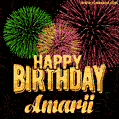 Wishing You A Happy Birthday, Amarii! Best fireworks GIF animated greeting card.