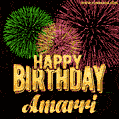 Wishing You A Happy Birthday, Amarri! Best fireworks GIF animated greeting card.