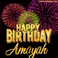 Wishing You A Happy Birthday, Amayah! Best fireworks GIF animated greeting card.