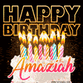 Amaziah - Animated Happy Birthday Cake GIF for WhatsApp
