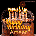 Chocolate Happy Birthday Cake for Ameer (GIF)