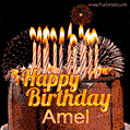 Chocolate Happy Birthday Cake for Amel (GIF)