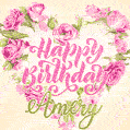 Pink rose heart shaped bouquet - Happy Birthday Card for Amery
