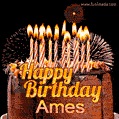 Chocolate Happy Birthday Cake for Ames (GIF)