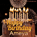 Chocolate Happy Birthday Cake for Ameya (GIF)