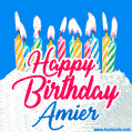 Happy Birthday GIF for Amier with Birthday Cake and Lit Candles