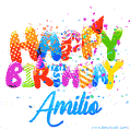 Happy Birthday Amilio - Creative Personalized GIF With Name
