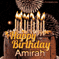 Chocolate Happy Birthday Cake for Amirah (GIF)