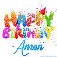 Happy Birthday Amon - Creative Personalized GIF With Name