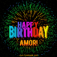 New Bursting with Colors Happy Birthday Amor GIF and Video with Music