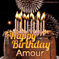 Chocolate Happy Birthday Cake for Amour (GIF)