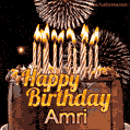 Chocolate Happy Birthday Cake for Amri (GIF)