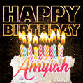 Amyiah - Animated Happy Birthday Cake GIF Image for WhatsApp