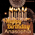 Chocolate Happy Birthday Cake for Anasophia (GIF)