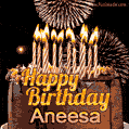 Chocolate Happy Birthday Cake for Aneesa (GIF)
