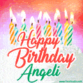 Happy Birthday GIF for Angeli with Birthday Cake and Lit Candles
