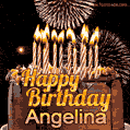 Chocolate Happy Birthday Cake for Angelina (GIF)